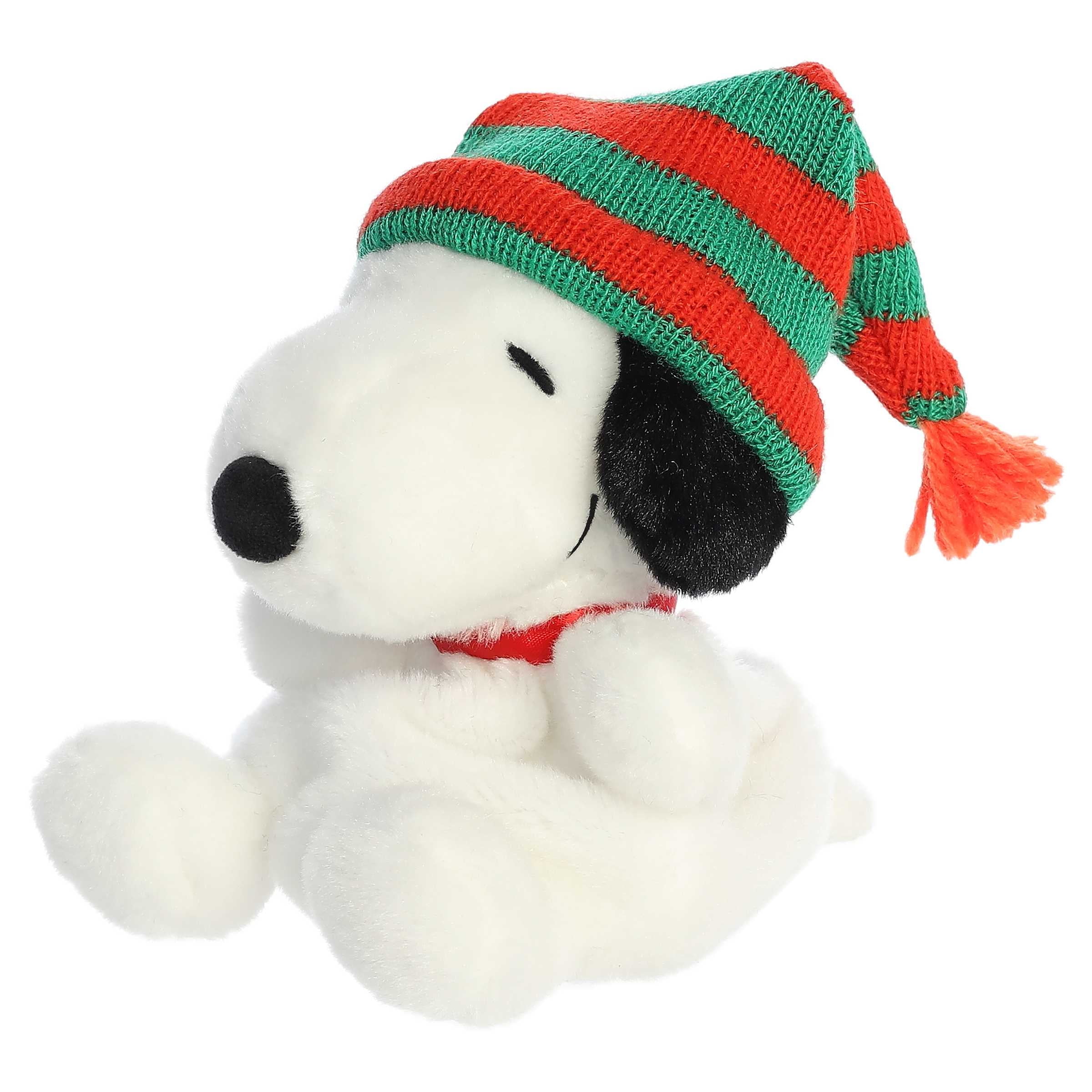 Aurora Mini White Peanuts Snoopy Beanie Festive Plush Toy 5 Inches