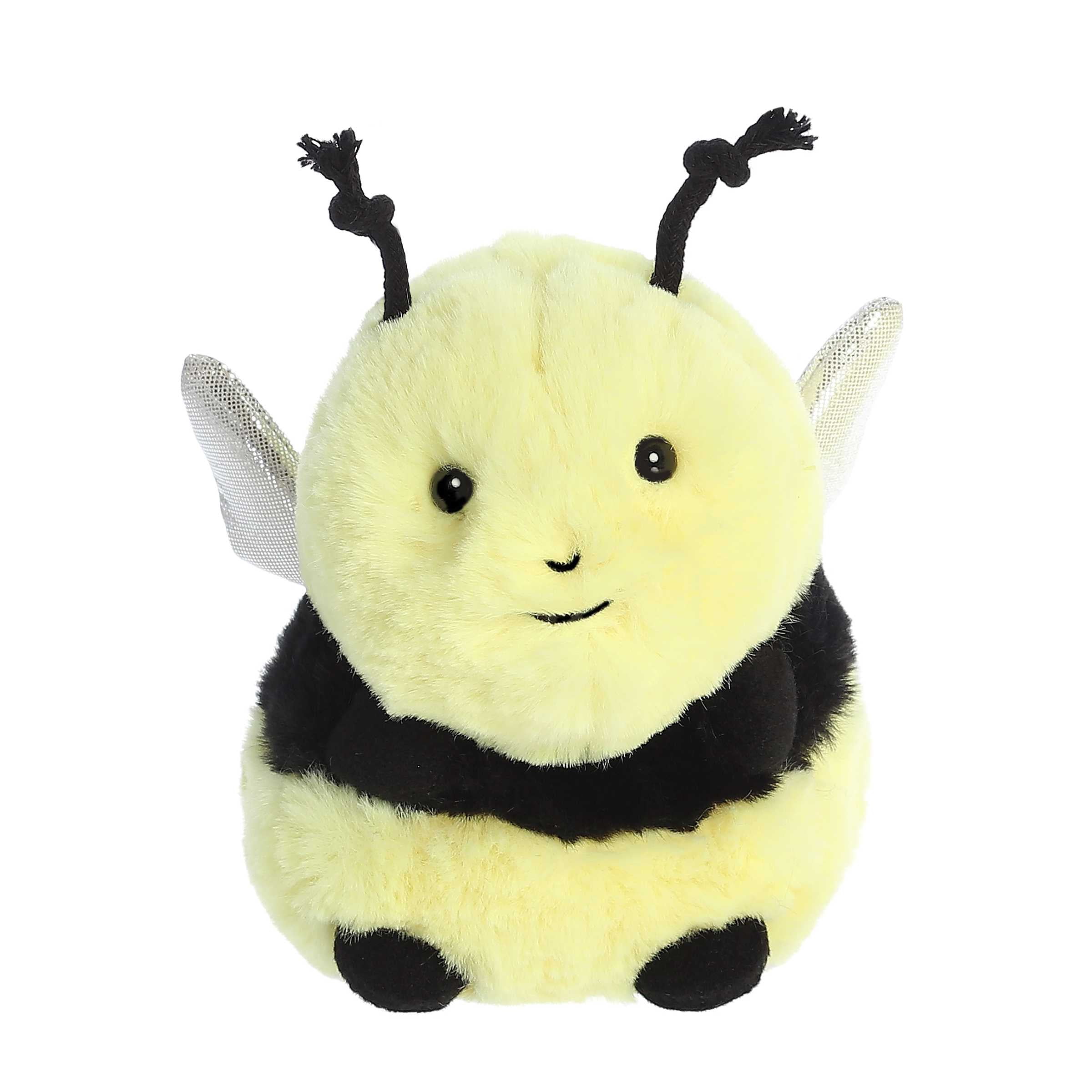Aurora Mini Yellow Rolly Pet 5" Bee Happy Round Stuffed Animal