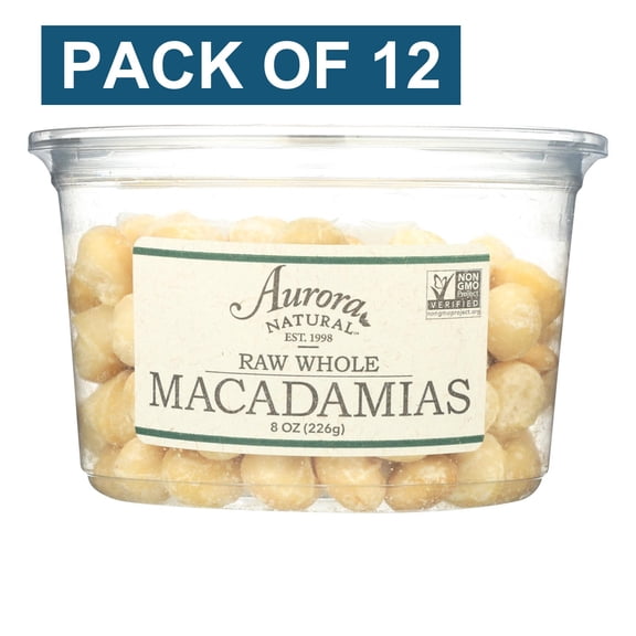 Aurora Natural Products - Raw Whole Macadamias - Case of 12 - 8 oz.