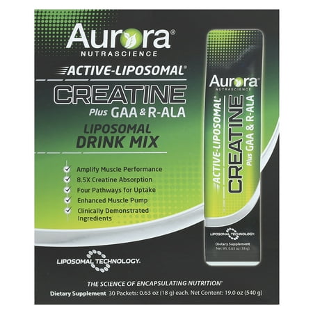 Aurora Nutrascience Active Liposomal®, Creatine Plus GAA & R-ALA, 30 Packets, 0.63 oz (18 g) Each