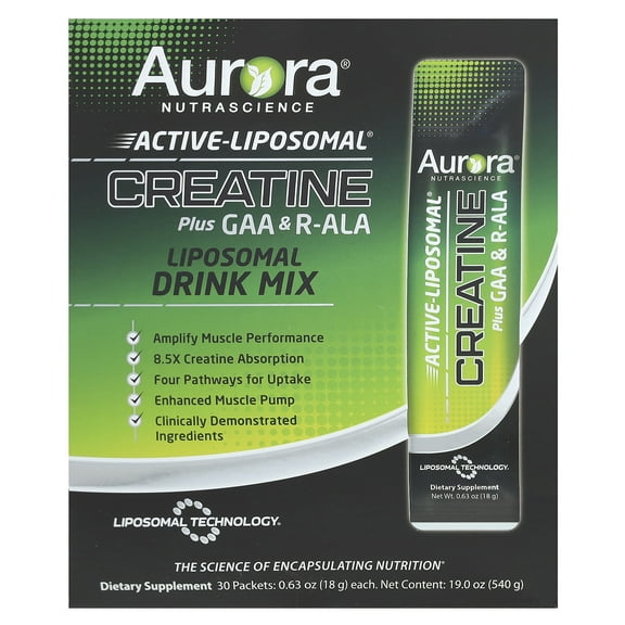 Aurora Nutrascience Active Liposomal, Creatine Plus GAA & R-ALA, 30 Packets, 0.63 oz (18 g) Each