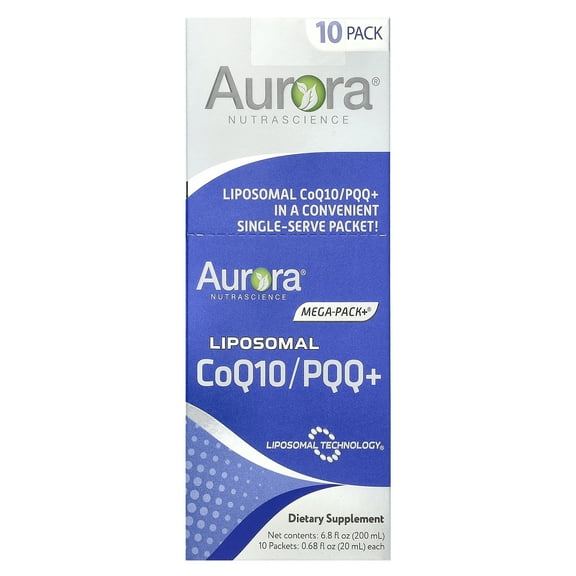 Aurora Nutrascience Liposomal CoQ10/PQQ+, 10 Packets, 0.68 fl oz (20 ml) Each