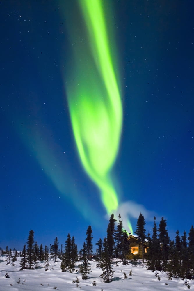 Aurora Over Cabin In The White Mountain Recreation Area During Winter In Interior Alaska Canvas Art - Kevin Smith Design Pics (11 x 17)