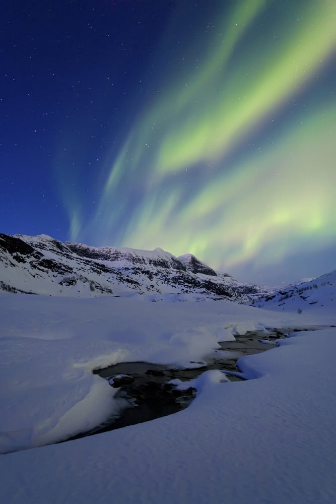 Aurora Over Skittendalstinden in Troms County Norway Canvas Art - Stocktrek ImagesArild Heitmann (23 x 35)