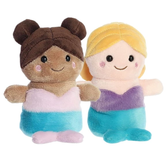 Aurora Palm Pals Mythical Duo 5" Inch Plush Set, Oceana Mermaid  Serena Mermaid