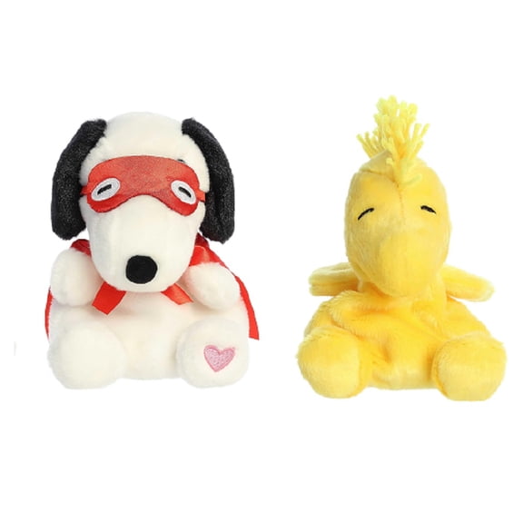 Aurora Peanuts 2 Piece Palm Pals Bundle, Kissing Bandit and Woodstock 5 inches