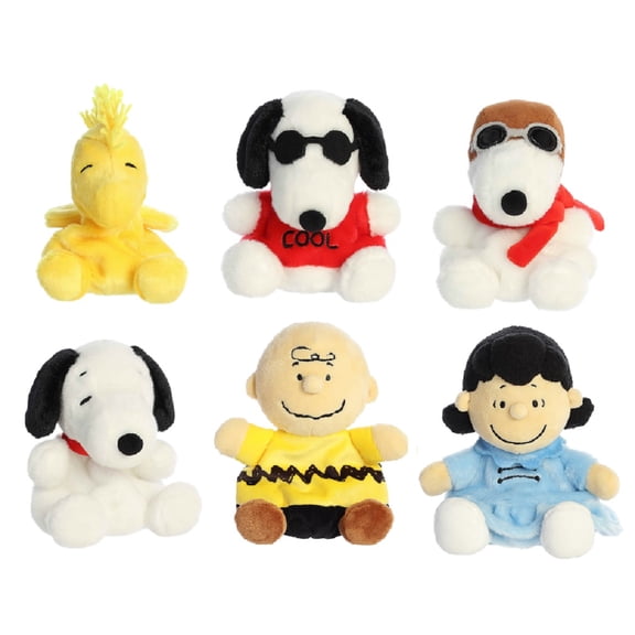 Aurora Peanuts 6 Piece Palm Pal Plush Snoop Charlie Brown and the Gang Bundle