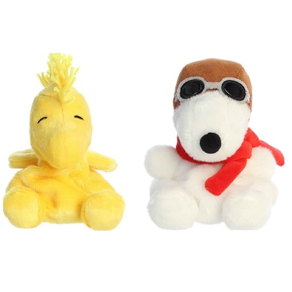 Aurora Peanuts 5" Palm Pal Plush Bundle, Woodstock and Flying Ace Snoopy