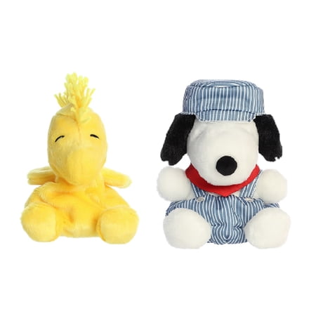 Aurora Peanuts Palm Pal Plush Bundle, Woodstock and Train Engineer