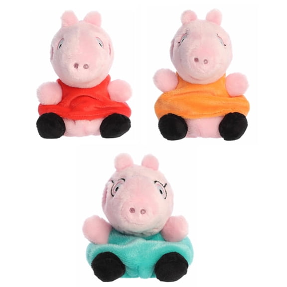 New Aurora 5" Palm Pals Peppa Pig 3 Piece Plush Set, Peppa Pig, Daddy and Mummy