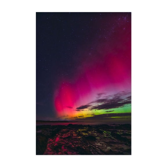 Aurora Portrait - Kilcunda Victoria Australia Photography Aurora Borealis Night Sky Stars Cosmic Aurora Astronomy Scenic Unframed Wall Art Print 32 x 48 inches
