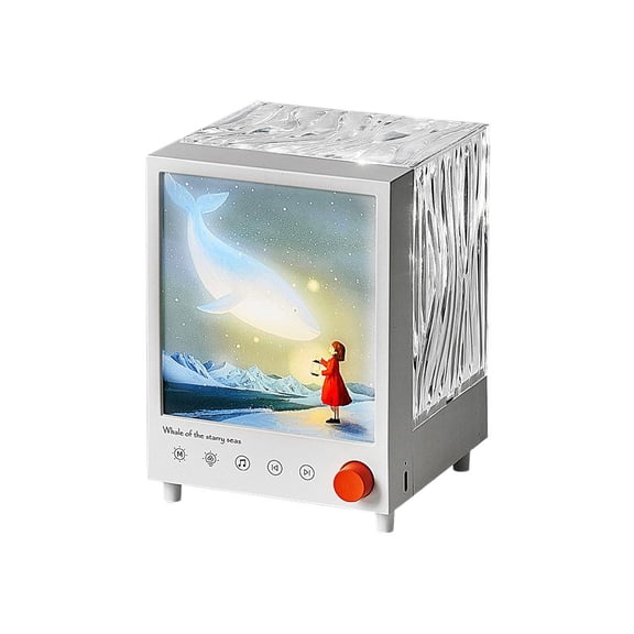 Aurora Projection Lamp Speaker with White Noise and Adjustable Night Light for Bedroom Ambiance