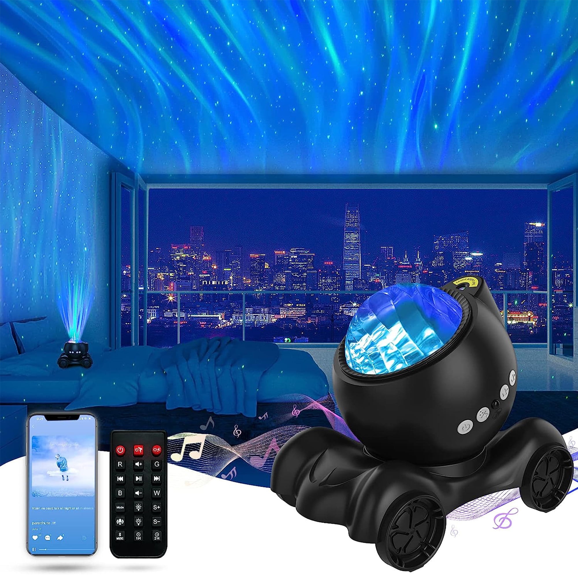 ENOKIK Aurora Projector with Bluetooth Speaker, Star Night Light