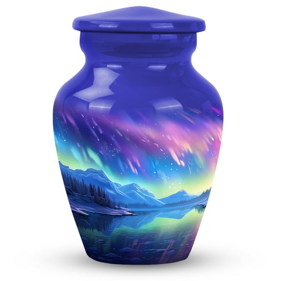 Aurora Reflections over a Mountain Lake - Urns For Human Remains - Traditional Elegance Urn - Classic Design for Adult Ashes - Time-Honored Memorial - 3 Inch, 1 Pc