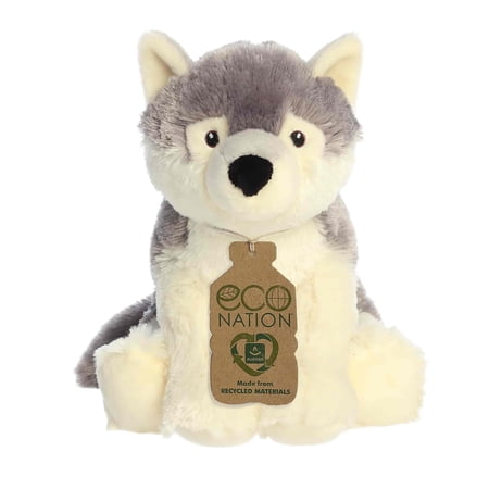 Aurora® Responsibly Made Eco Nation™ Eco Hugs™ Wolf Stuffed Animal - Ideal for Playtime Adventures - Perfect for Birthdays or Just Because - Gray 10.5 Inches
