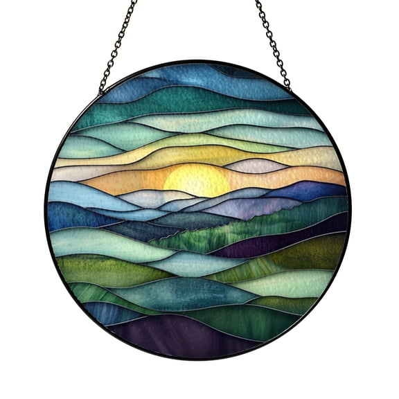 Aurora Sky Stained Glass Pattern, Scenic Landscape Window Art Template, Stained Glass Style Digital Design File for Decorative Suncatcher Projects