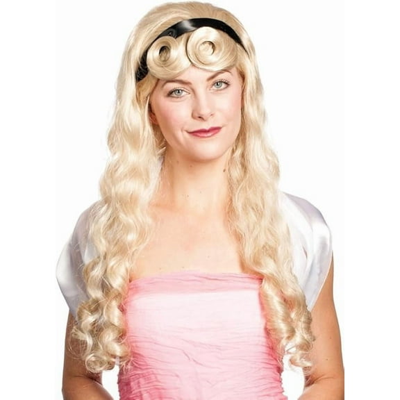 Aurora Sleeping Beauty color Light Blonde - Enigma Wigs Long Curly Fairytale Briar Rose Princess Grimm Black Headband Diesney Womens Peluca Brothers Bundle MaxWigs Costume Wig Care Guide