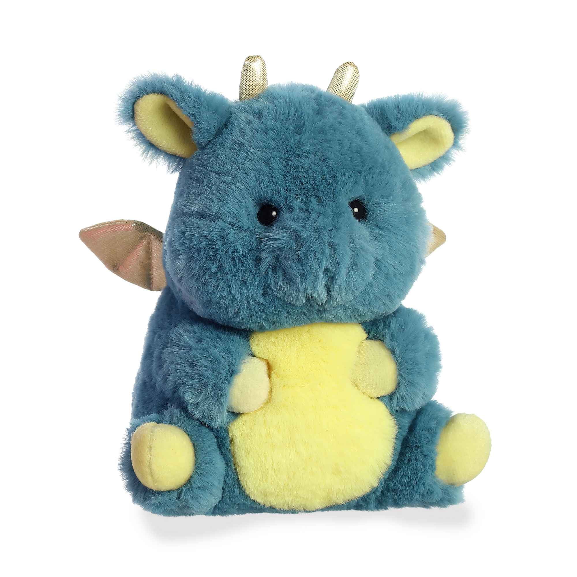 Aurora Small Blue Rolly Pet 7" Egan Dragon Round Stuffed Animal