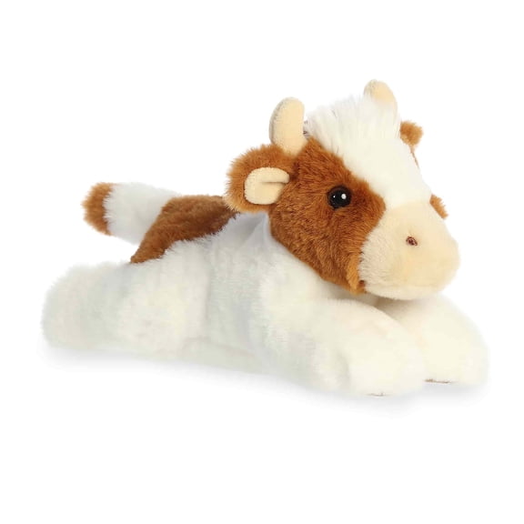Aurora - Small Brown Adorable Stuffed Animal - 8.5" Grazy Guernsey Cow - Mini Flopsie