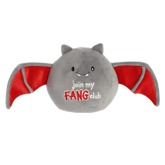 Aurora - Small Gray JUST SAYIN' - 8" Fang Club Bat - Spooky Stuffed Animal