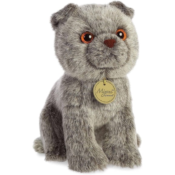 Aurora - Small Gray Miyoni - 9" Scottish Fold - Realistic Stuffed Animal