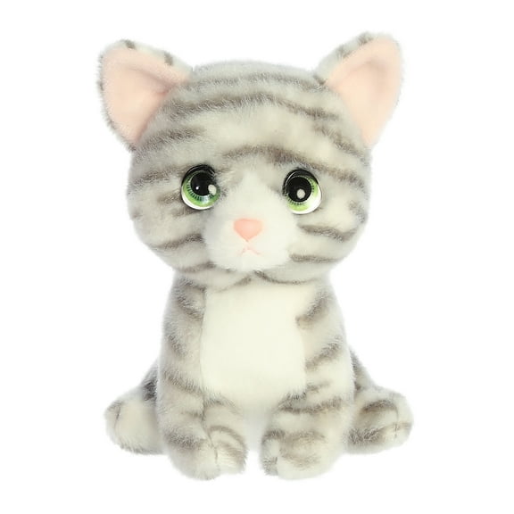 Aurora - Small Gray Petites - 7" Misty Grey Tabby - Expressive Stuffed Animal