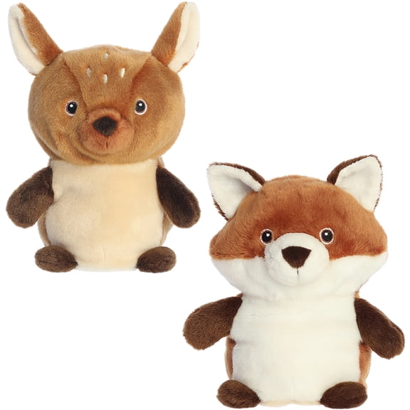 Aurora - Small Orange Eco Nation - Reversible Eco Pairs 6.5" Fawn and Fox - Responsibly Made Stuffed Animal