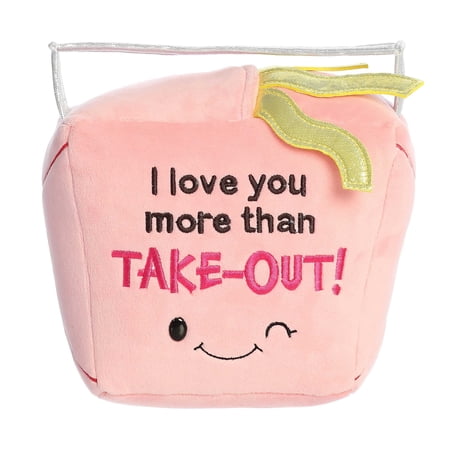 Aurora - Small Pink JUST SAYIN' - 8.5" I Love You More Than Takeout - Witty Stuffed Animal