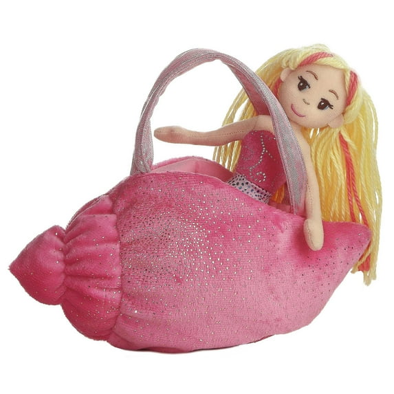 Aurora - Small Pink Sea Sparkles - 10" Mermaid Conch - Enchanting Stuffed Doll