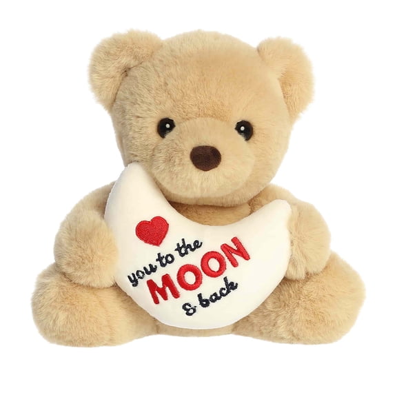 Aurora - Small Tan Witty Stuffed Animal - 8" Love You To The Moon & Back Bear - JUST SAYIN'
