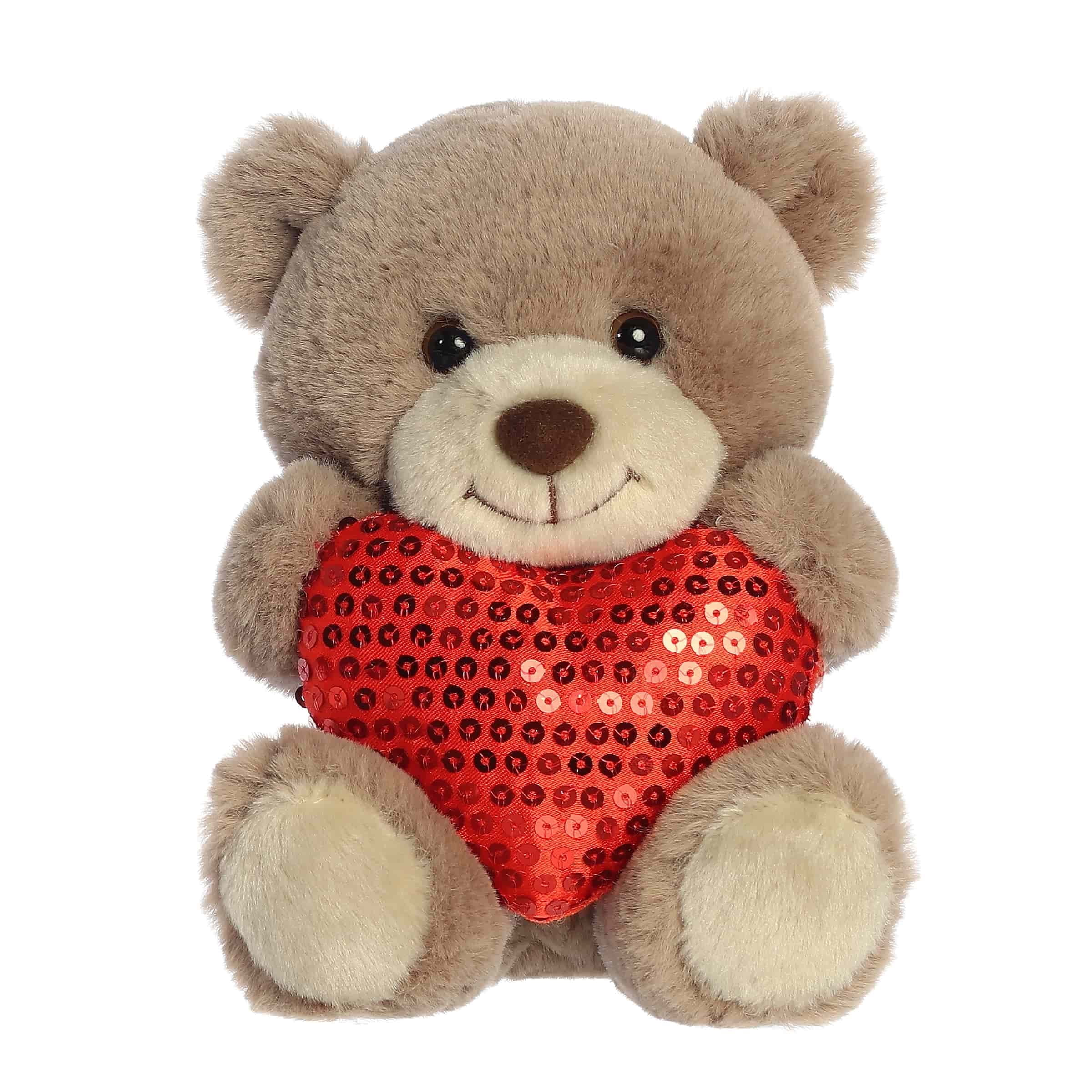 Aurora - Small Taupe Brown Heartwarming Stuffed Animal - 7" Glimmerheart Bear - Valentine