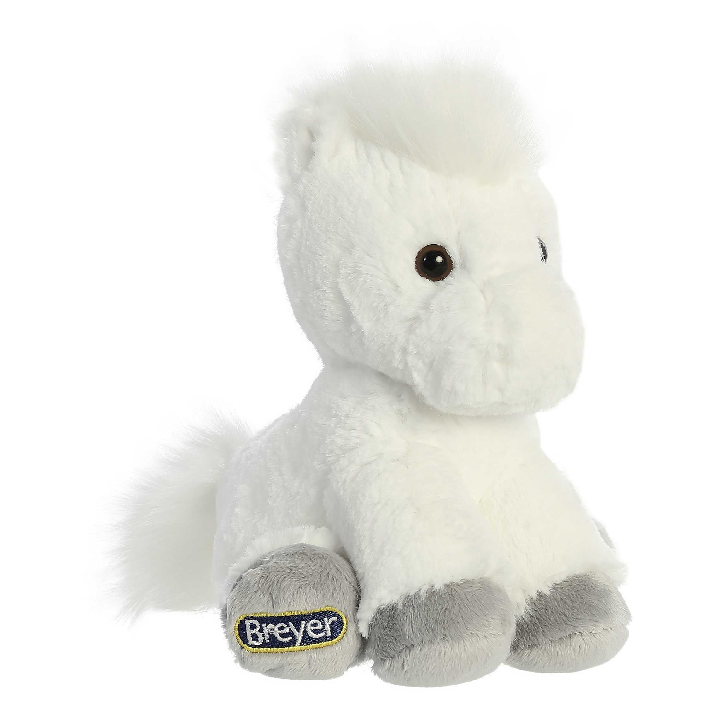 Aurora White Plush Horse with Silver Hooves, 6-inch