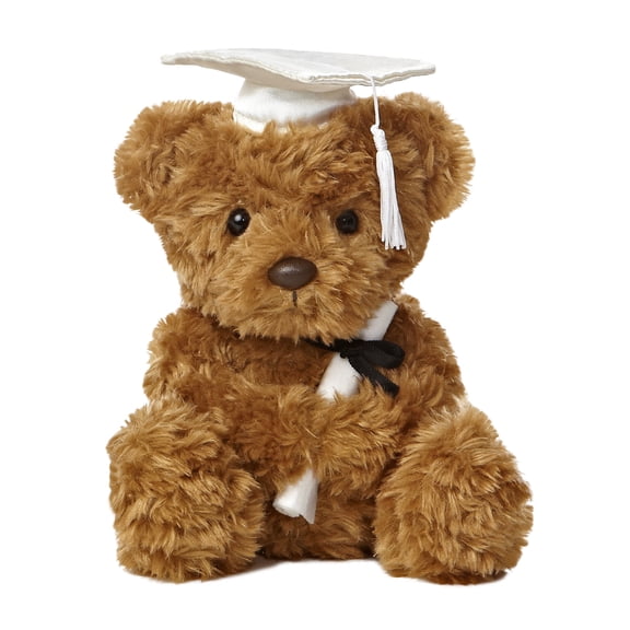 Aurora - Small White Cap Graduation - 7" Wagner Bear - Commemorative Stuffed Animal