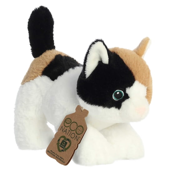 Aurora - Small White Eco Nation - 8.5" Calico Cat - Responsibly Made Stuffed Animal