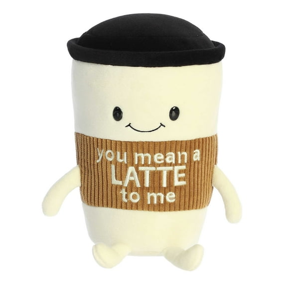 Aurora - Small White JUST SAYIN' - 9" You Mean A Latte - Witty Stuffed Animal