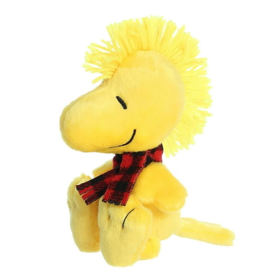 Aurora - Small Yellow Peanuts - 6" Winter Plaid Woodstock - Festive Stuffed Animal