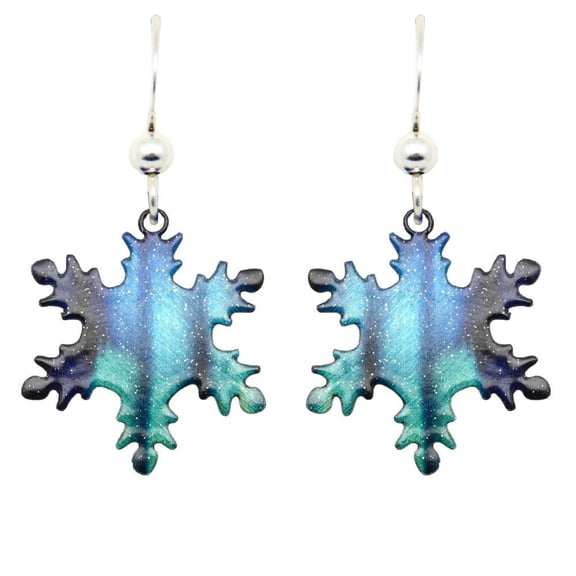 Aurora Snowflake Earrings by d'ears Non-Tarnish Sterling Silver French Hook Ear Wire