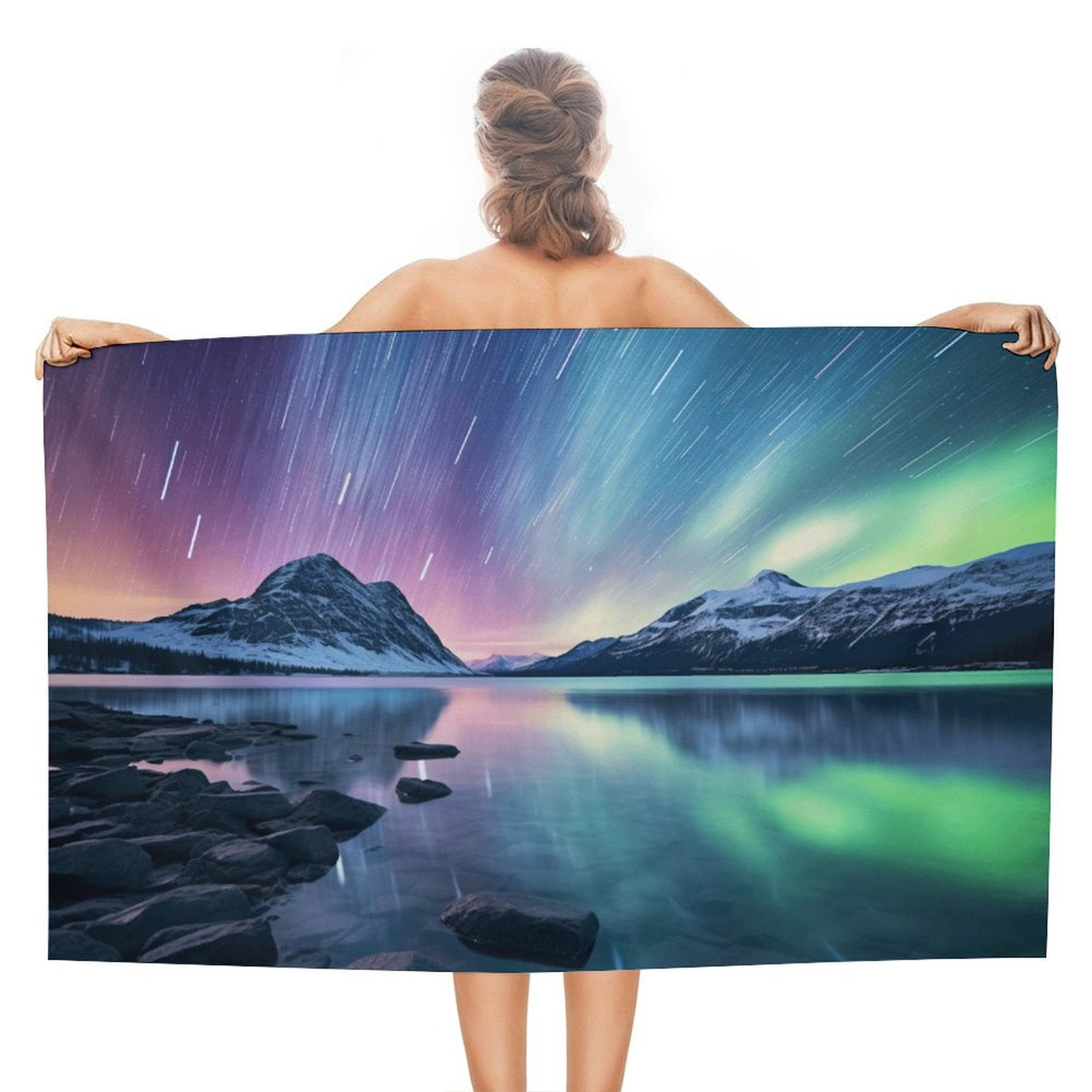 Aurora Starry Sky Beach Towel – with A Unique Design, Extra Large,XL (32”x 63”) for Kids & Adults