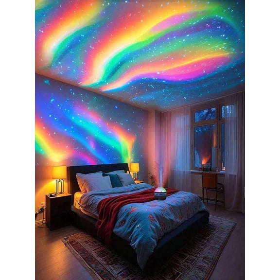 Aurora Starry Sky Wave Projection Light, USB RGB LED Lamp for Home Decor, Parties, Weddings, Christmas, Halloween, Remote Control Table Projector