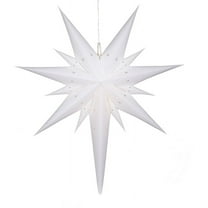Aurora Superstar 26" White Hanging Bethlehem Star Light LED Lantern Decor, Weatherproof Fold-Flat Plastic Lighted Star