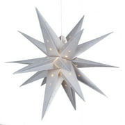 Aurora Superstar 30 Silver Hanging Moravian Star Light LED Lantern Decor, Weatherproof Fold-Flat Plastic Lighted Star