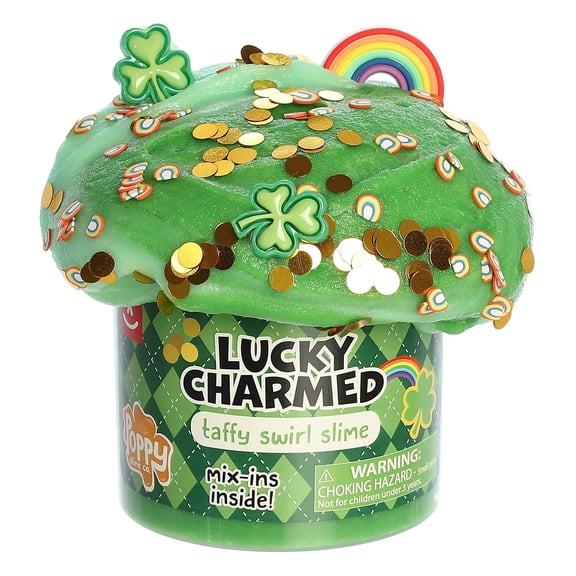 Aurora Toys Gooey Poppy Slime Co. Lucky Charmed Slime Toy - Sensory Play for Fun Playdates - for Kids 5+ Years, Adults, and Parents - Green 11.3 oz