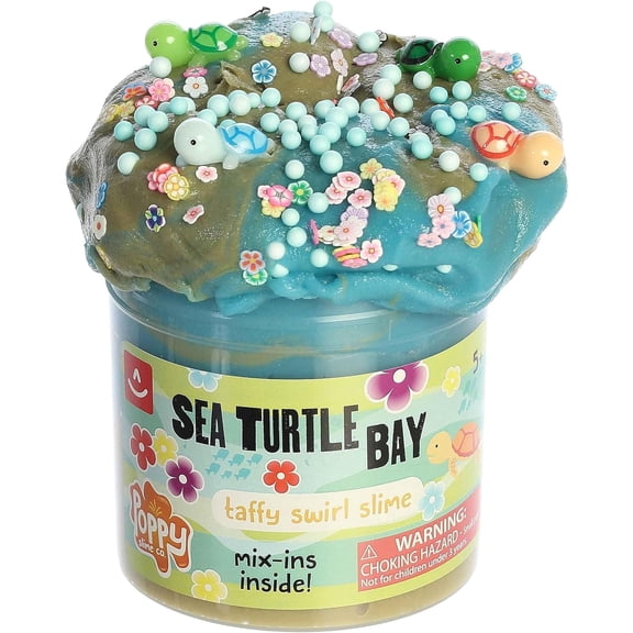 Aurora Toys Gooey Poppy Slime Co. Sea Turtle Bay Slime Toy - Sensory Play for Fun Playdates - for Kids 5+ Years, Adults, and Parents - Blue 11.3 oz