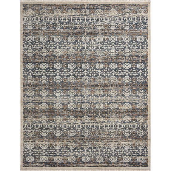 Aurora Transitional Bordered Performance Area Rug Indigo/Sand 2'6" x 3'8" 3' x 5'