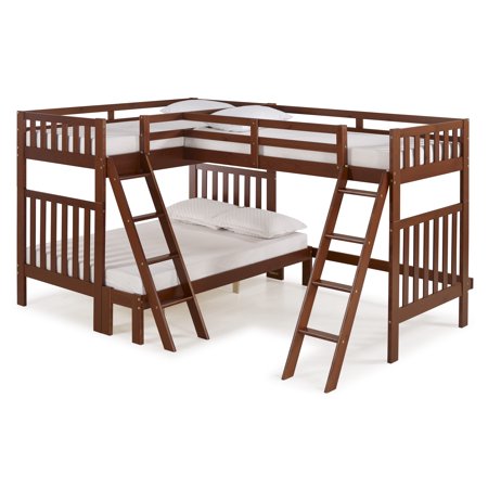Aurora Twin Over Full Bunk Bed with Tri-Bunk Extension and Storage Drawers, Chestnut