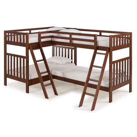 Aurora Twin Over Twin Bunk Bed with Quad-Bunk Extension, Chestnut