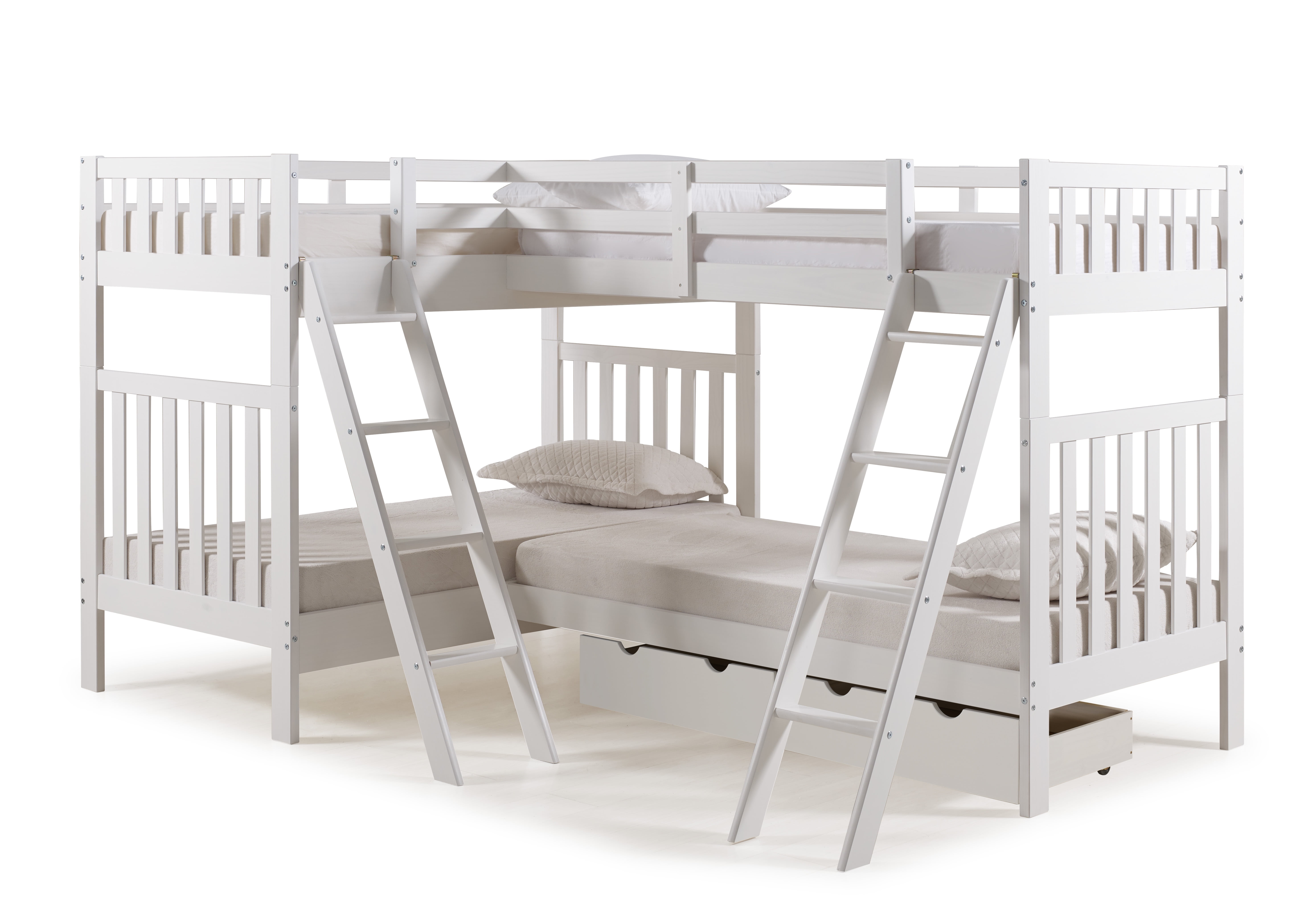 Aurora Twin Over Twin Bunk Bed with Quad Bunk Extension and Storage