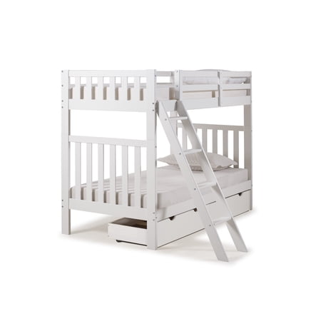 Aurora Twin Over Twin Bunk Bed with Storage Drawers, White