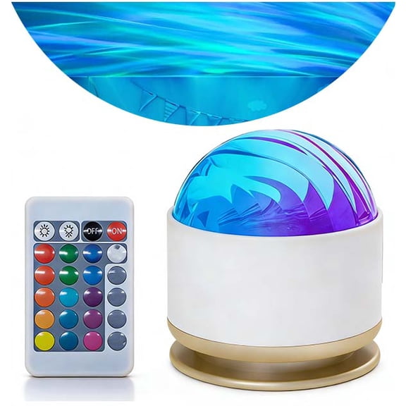 Aurora & Water Ripple Dual Effect Projector Light, 16-Color Northern Lights Night Light with Remote, Dimmable Mood Lighting with Memory Function for Bedroom and Playroom