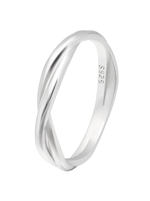 Aurora Twisted Infinity Wedding Band Ring for Women Sterling Silver 3mm Anniversary Ring Size 12 by Ginger Lyne